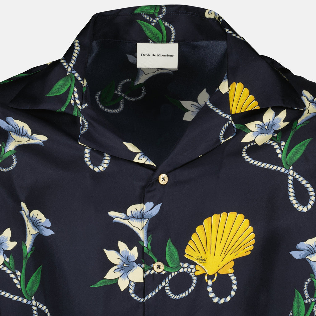 Camisa de Seda Shell Azul Marino - Drôle de Monsieur