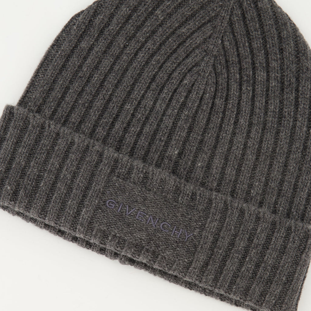 Image of Gray Knit Hat by Givenchy for Women - Season Autumn-Winter 2025 - Detail View 1