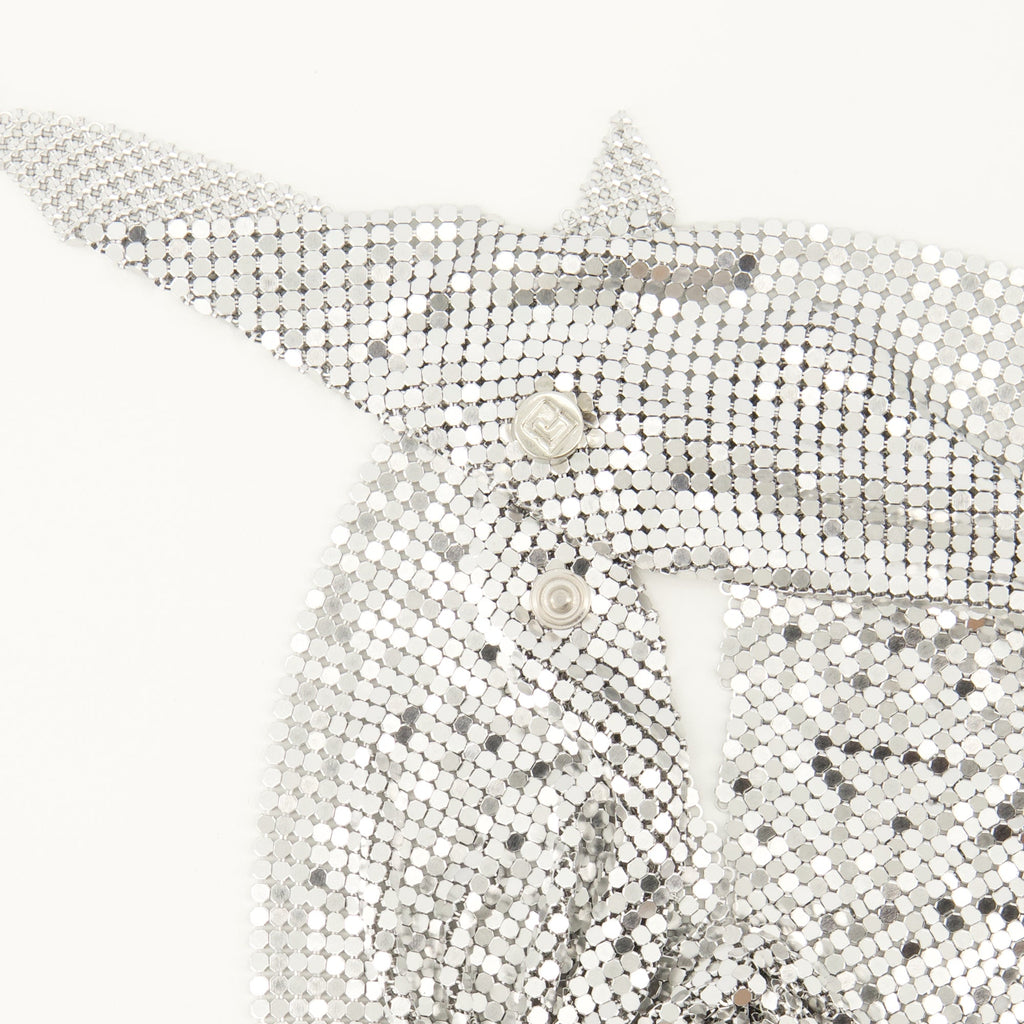 Rabanne scarf, metallic scarf, pixel design, accessory, Autumn-Winter 2025