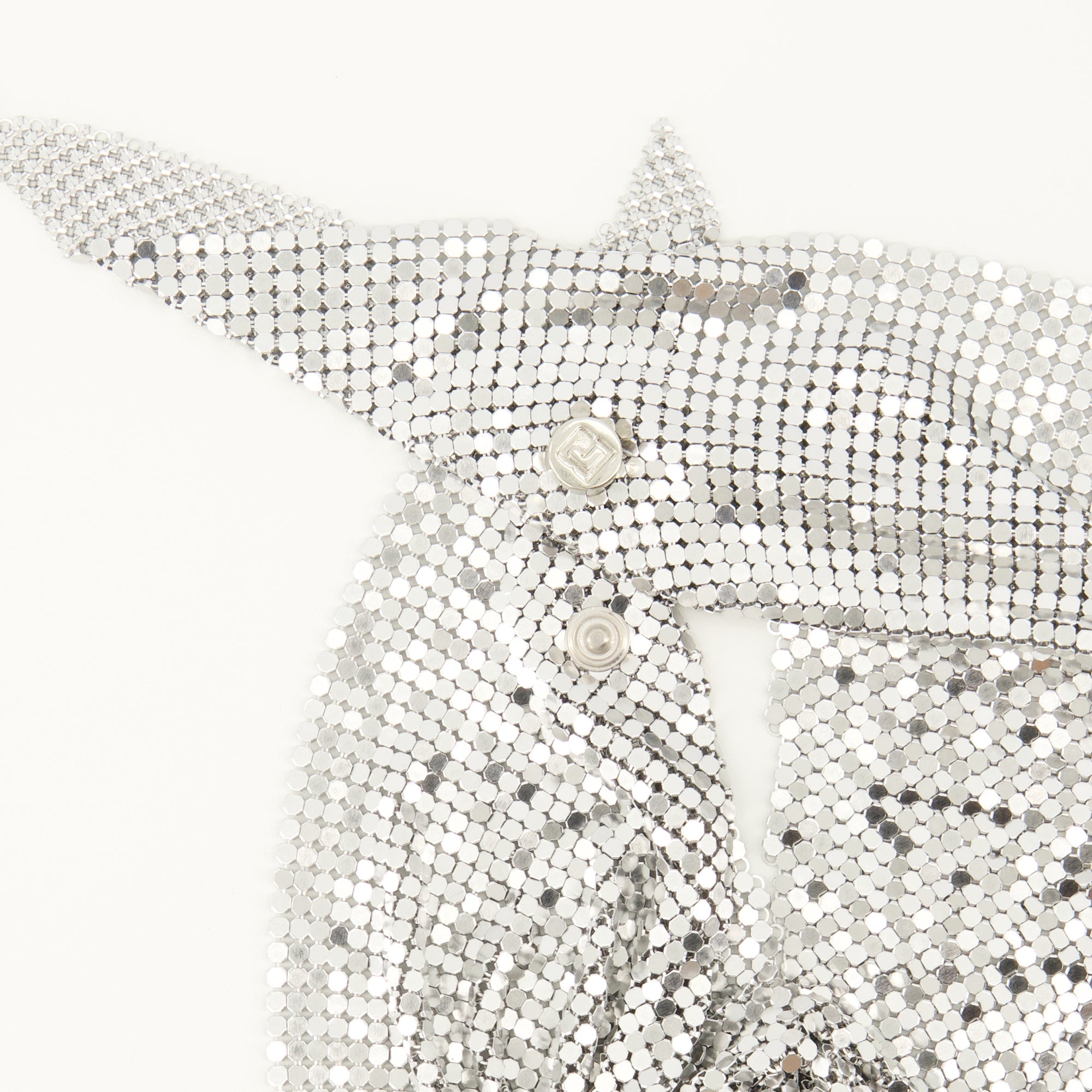 Rabanne scarf, metallic scarf, pixel design, accessory, Autumn-Winter 2025