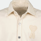 beige denim shirt, Ami de Coeur, classic collar shirt, men's denim wear, Spring-Summer 2025 collection