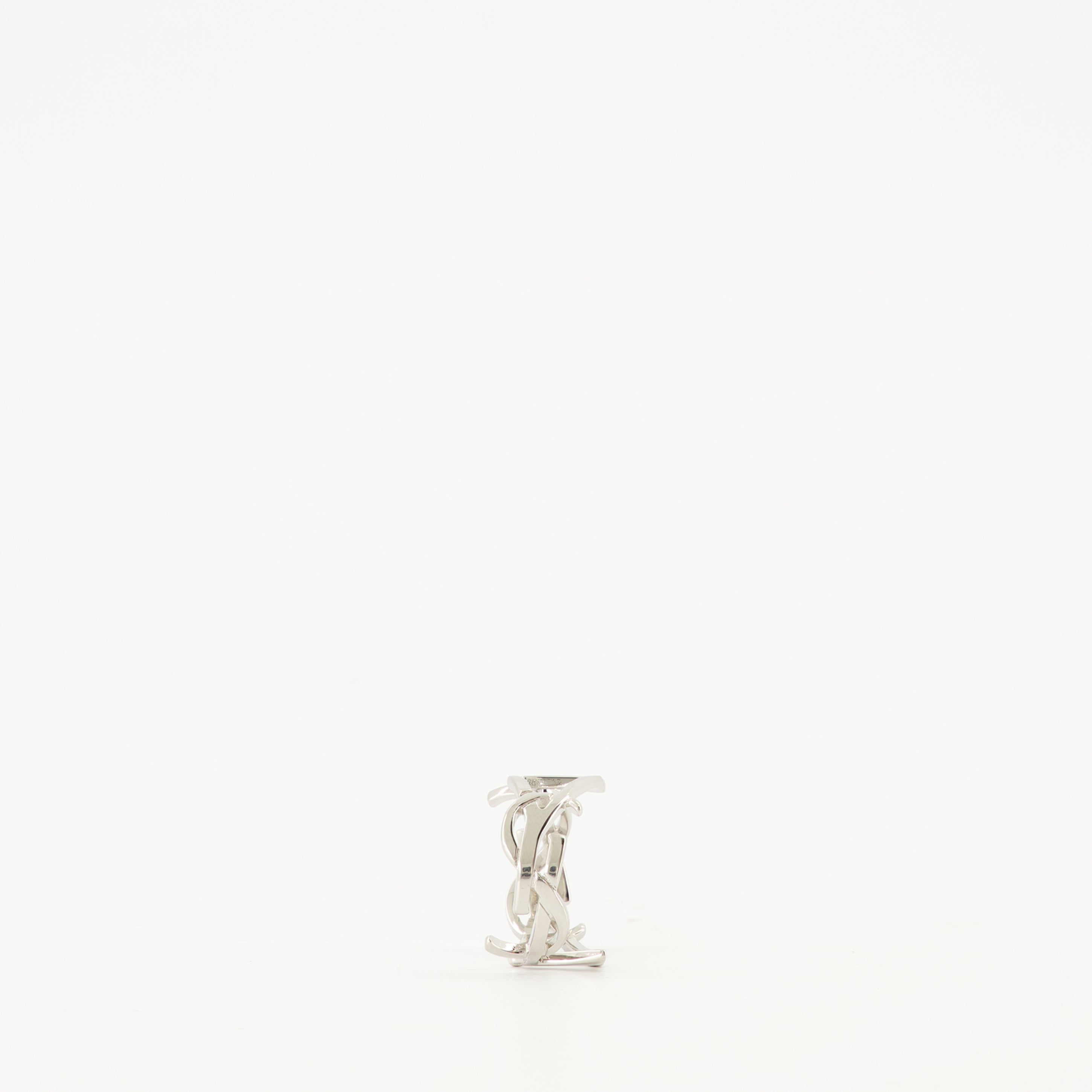 Saint Laurent ring, Cassandre silver ring, engraved logo jewelry, metal ring for women, designer jewelry