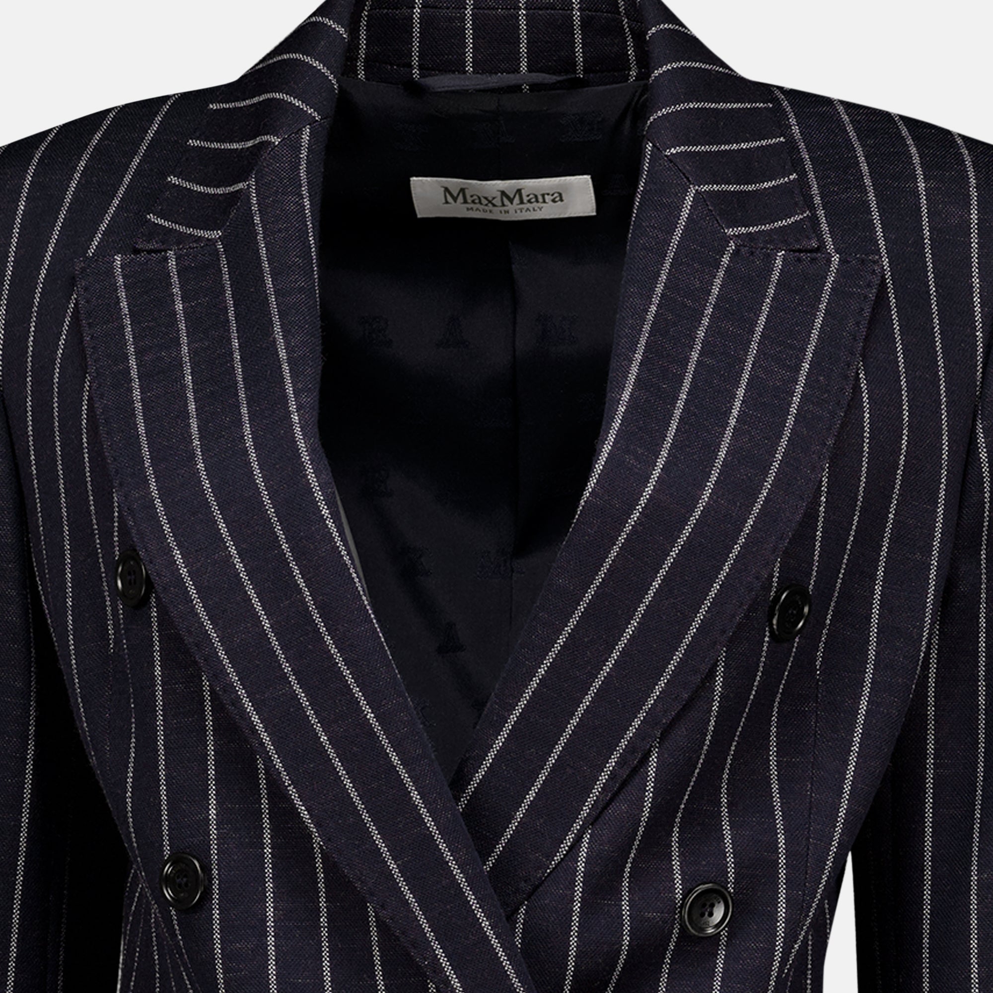 Navy Striped Wool Blazer