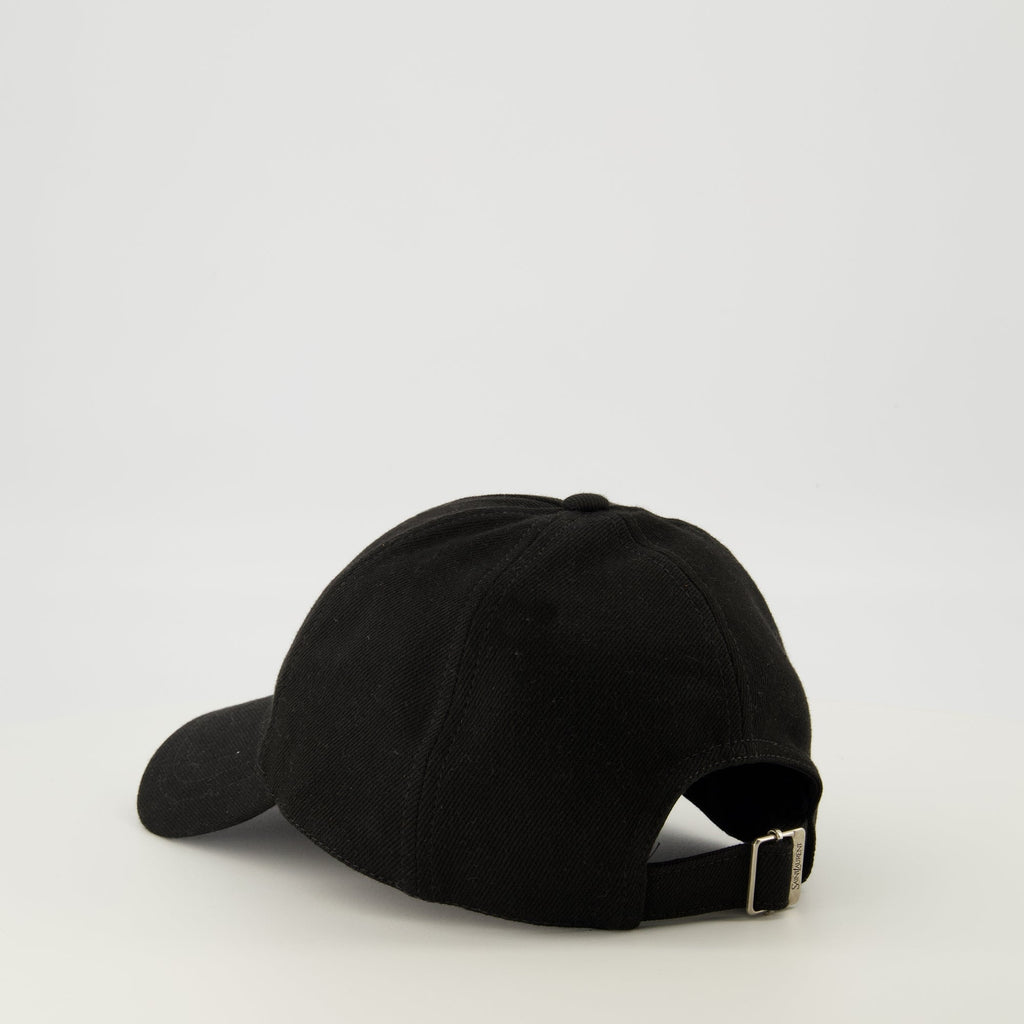 Image of Logo Denim Cap by Saint Laurent for Men - Season Spring-Summer 2026 - Detail View 1