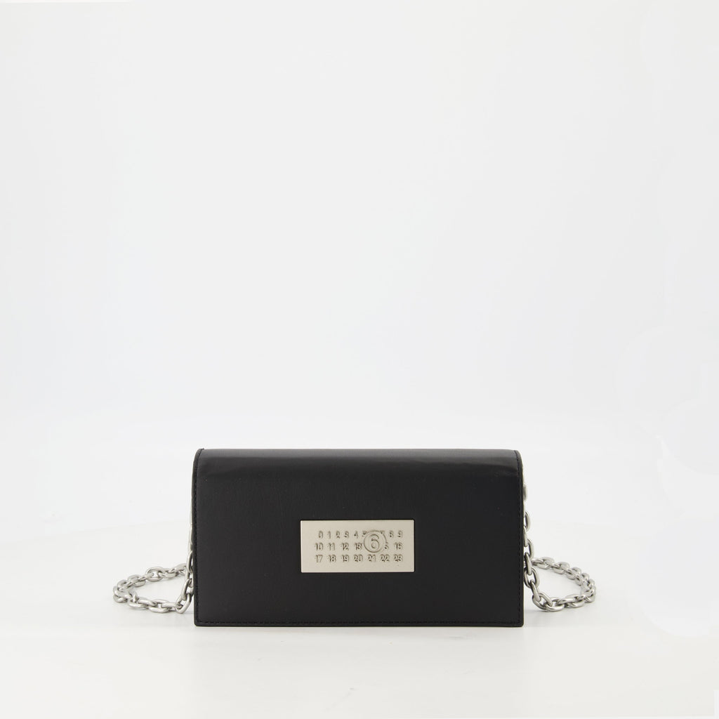 chain wallet, MM6, black leather wallet, designer accessories, women's wallets
