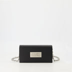 chain wallet, MM6, black leather wallet, designer accessories, women's wallets