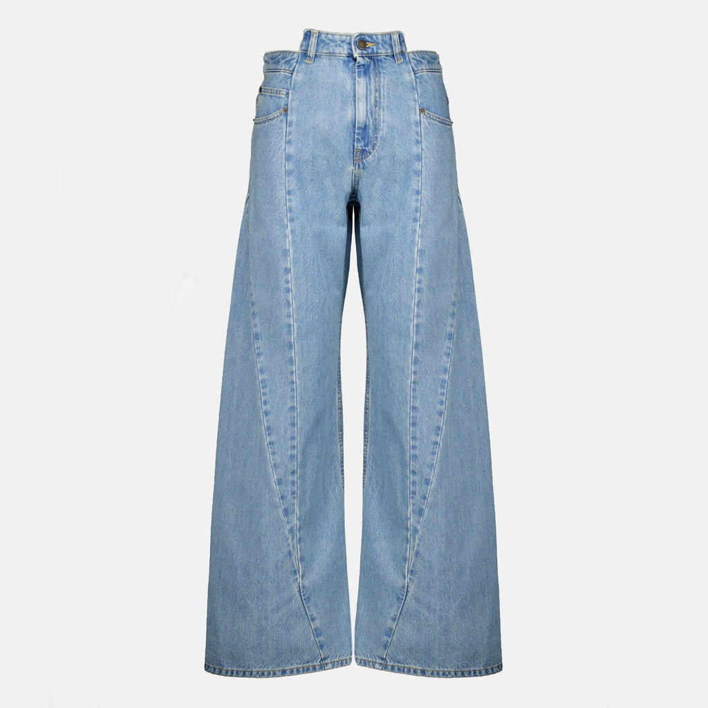 Blå jeans med vide ben og cutout-detaljer