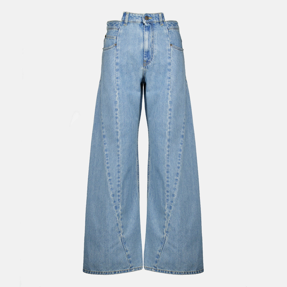 Blå jeans med vide ben og cutout-detaljer