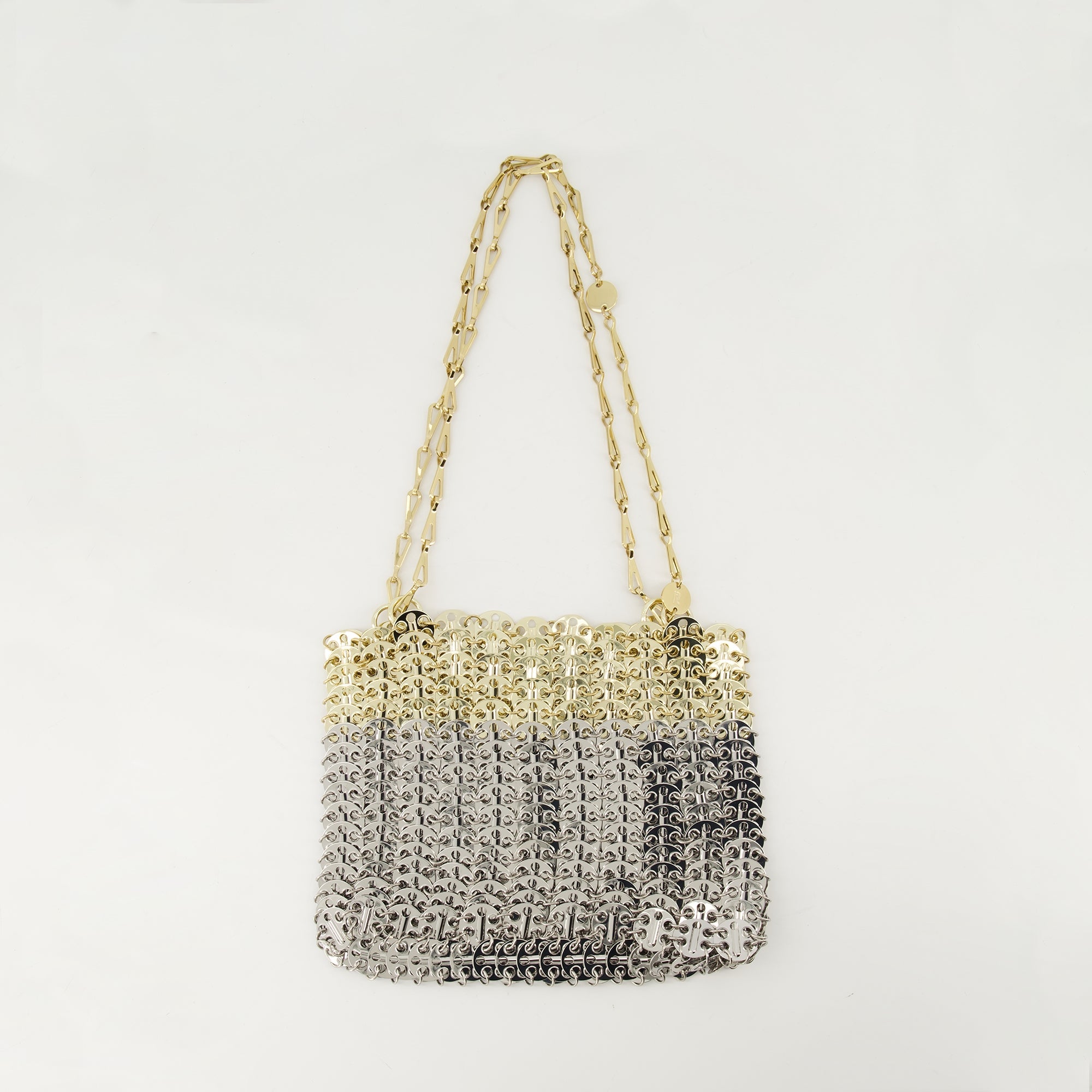 silver shoulder bag, Iconic Skyline 1969, designer handbag, sophisticated accessories, women's fashion