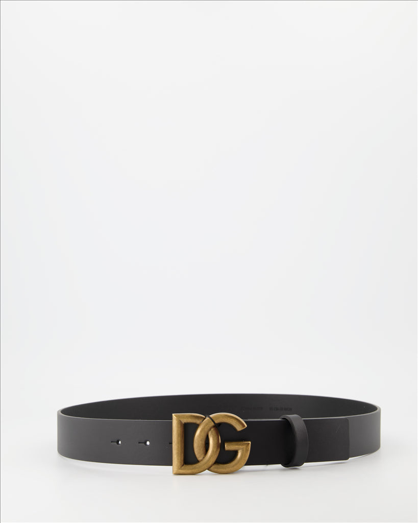 Dolce & Gabbana Belt, Luxury Men's Accessory, Black Leather, DG Buckle, Italian Fashion