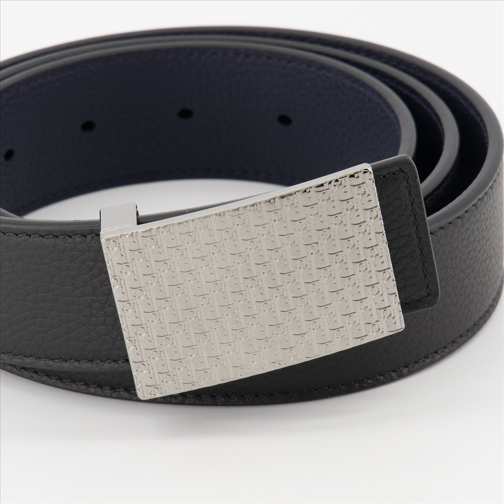 Dior Homme, luxury belt, elegant accessory, black and blue belt, Oblique belt