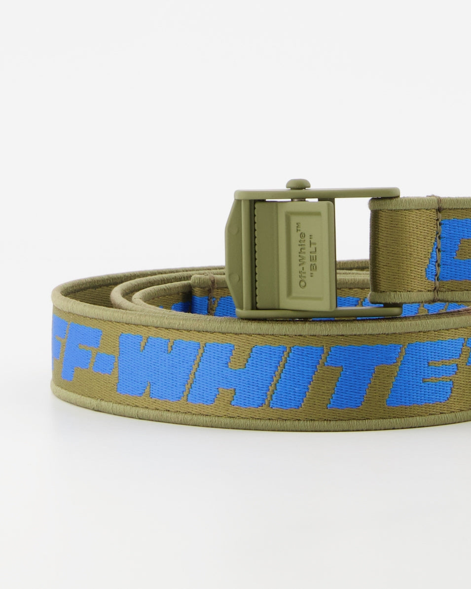 Off-White Belt, Luxury Men's Accessory, Green-Blue Belt, Industrial Tape Belt, Off-White Style