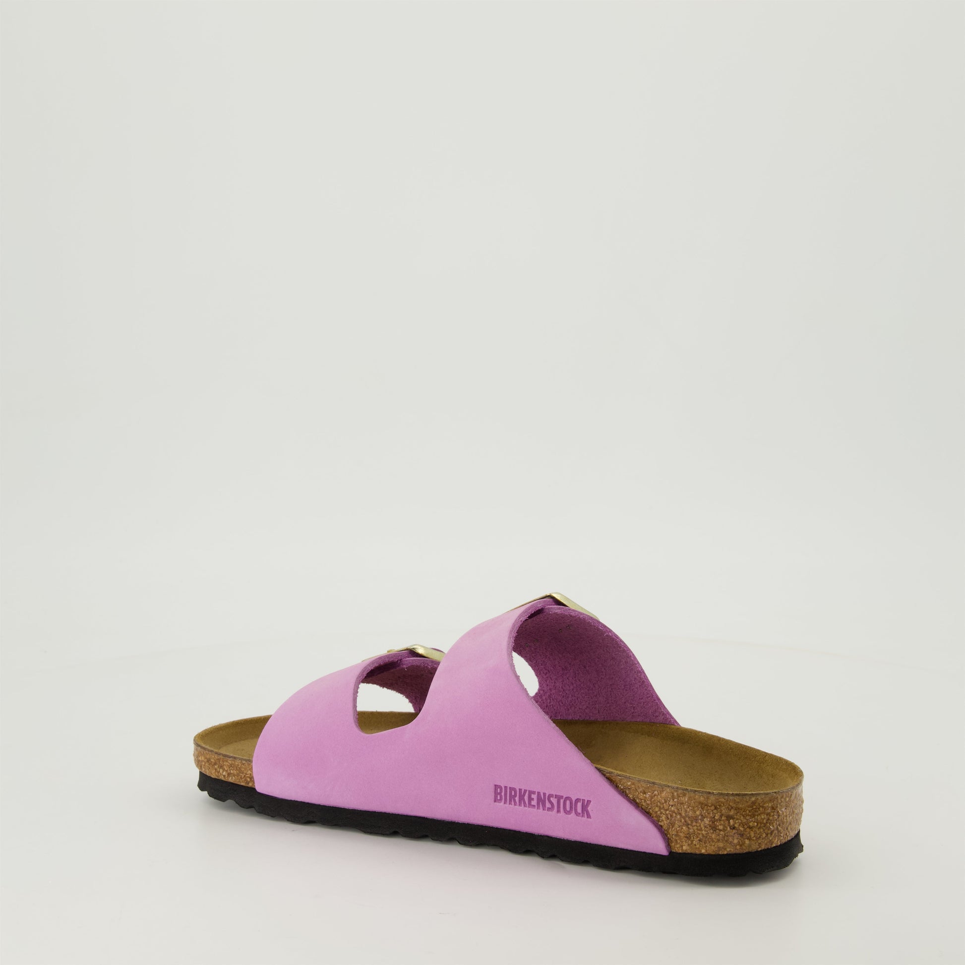 pink nubuck sandals, adjustable sandals, comfortable footbed, slip-on style, fashionable sandals