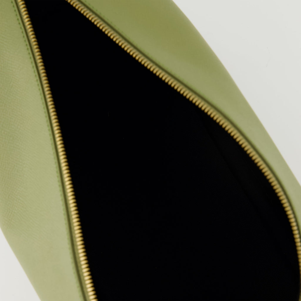 green pouch, Ami Paris pouch, unisex accessory, grained leather, stylish pouch