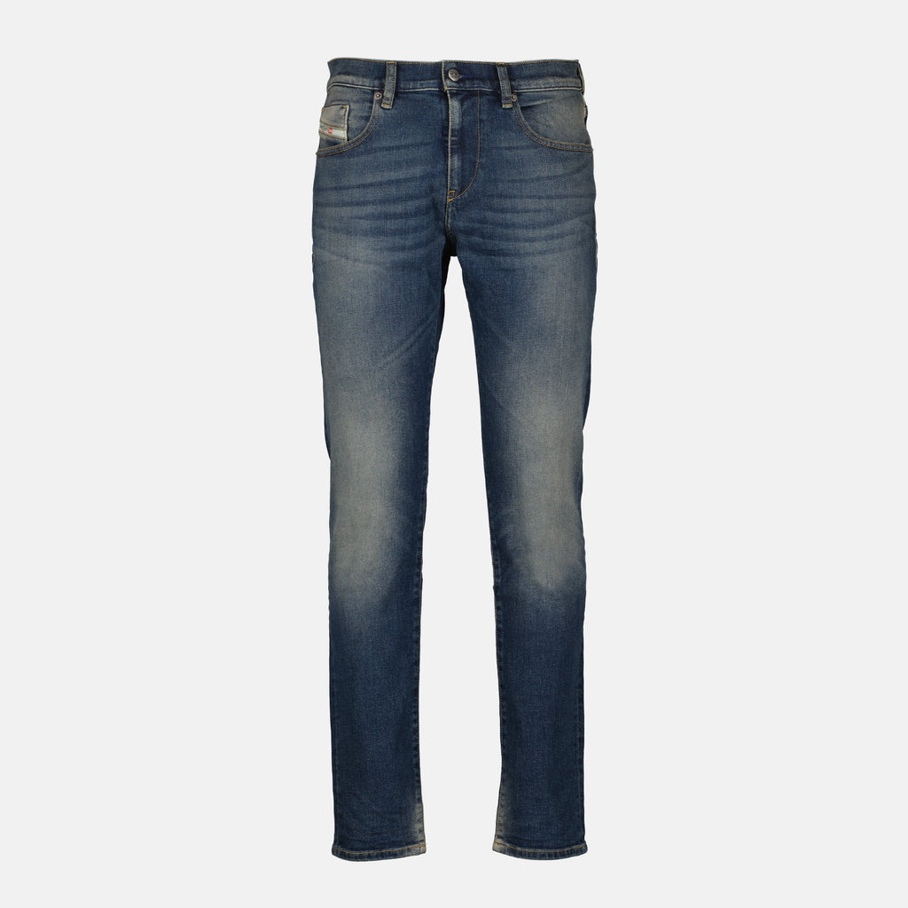 Diesel jeans, affordable denim, straight cut jeans, faded blue jeans, high waist denim