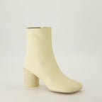 Ankle boots, textured leather, Autumn-Winter collection, cylindrical heel, MM6 Signature