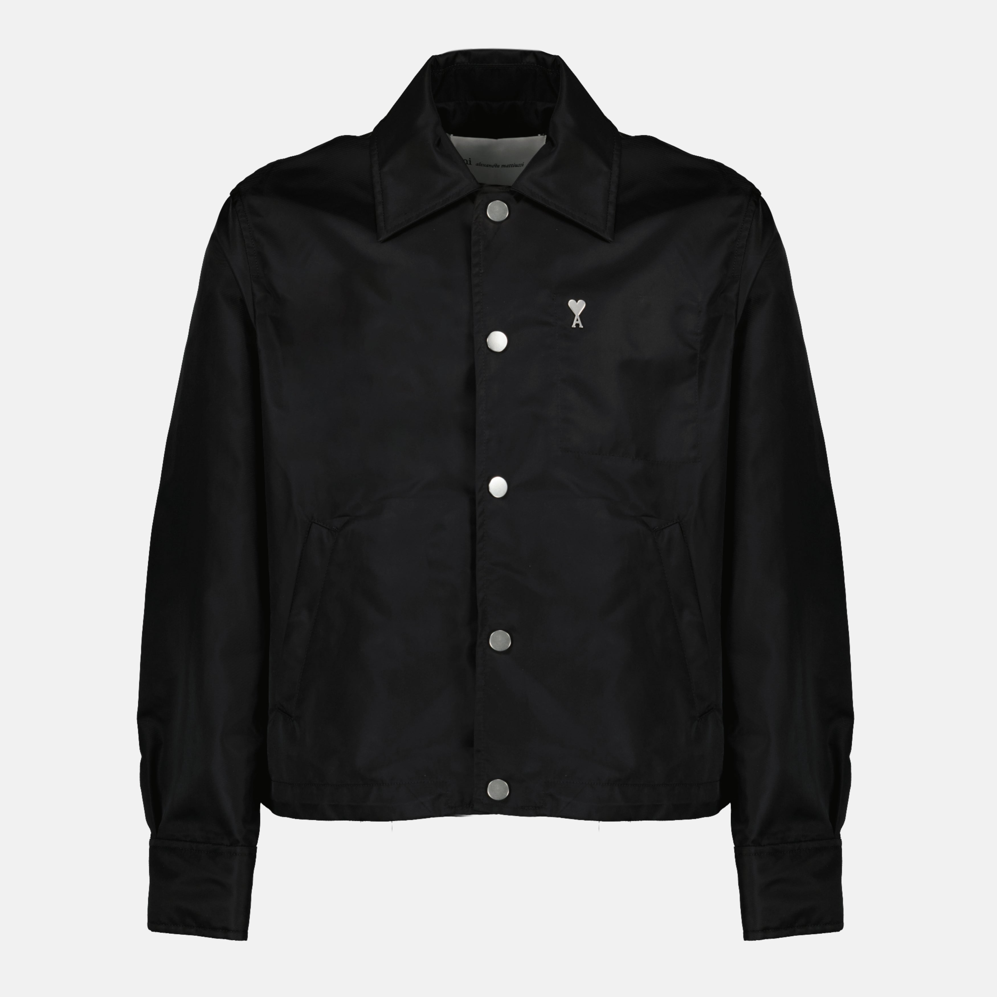 Image of Black Nylon Jacket by Ami PARIS for Unisex - Season Spring-Summer 2026 - Front View