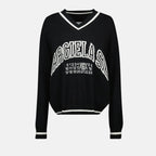 Image of Black and White Knit Sweater by Mm6 for Women - Season Spring-Summer 2025 - Front View
