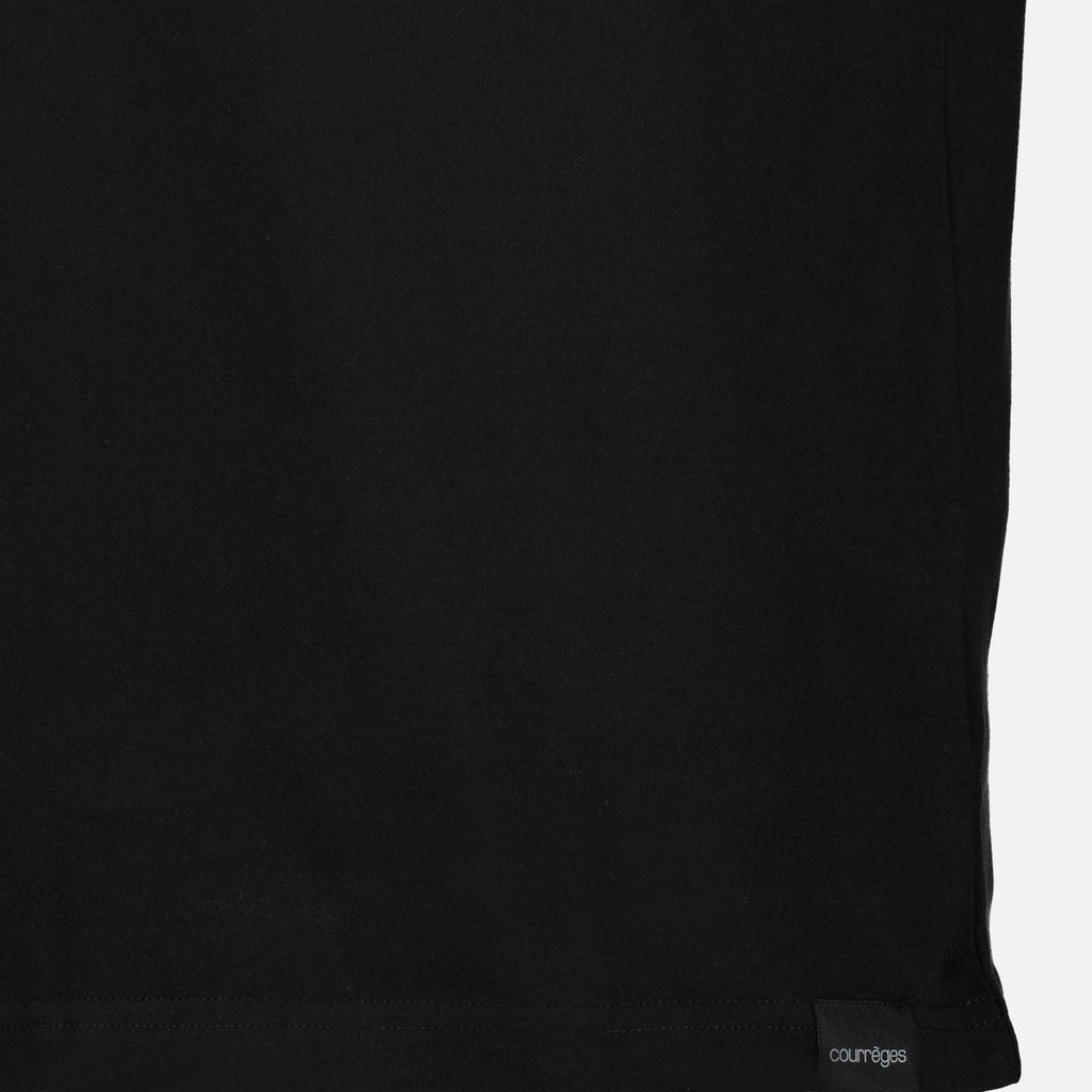 Image of Black Cotton T-shirt with Logo Embroidery by Courrèges for Men - Season Spring-Summer 2025 - Detail View 1