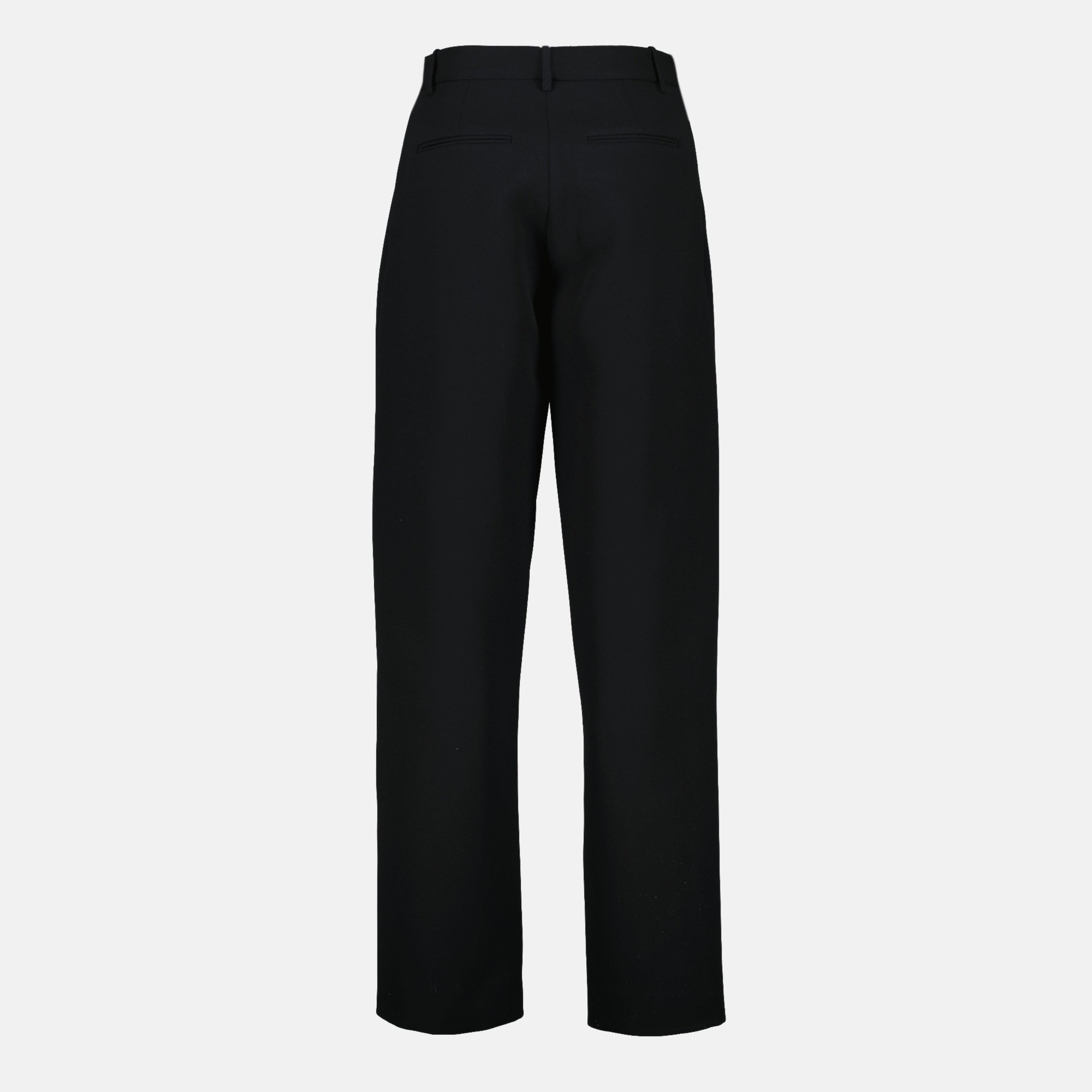 Khaite August pants, black wide-leg trousers, high waist pants, polyester pants, fashion trousers