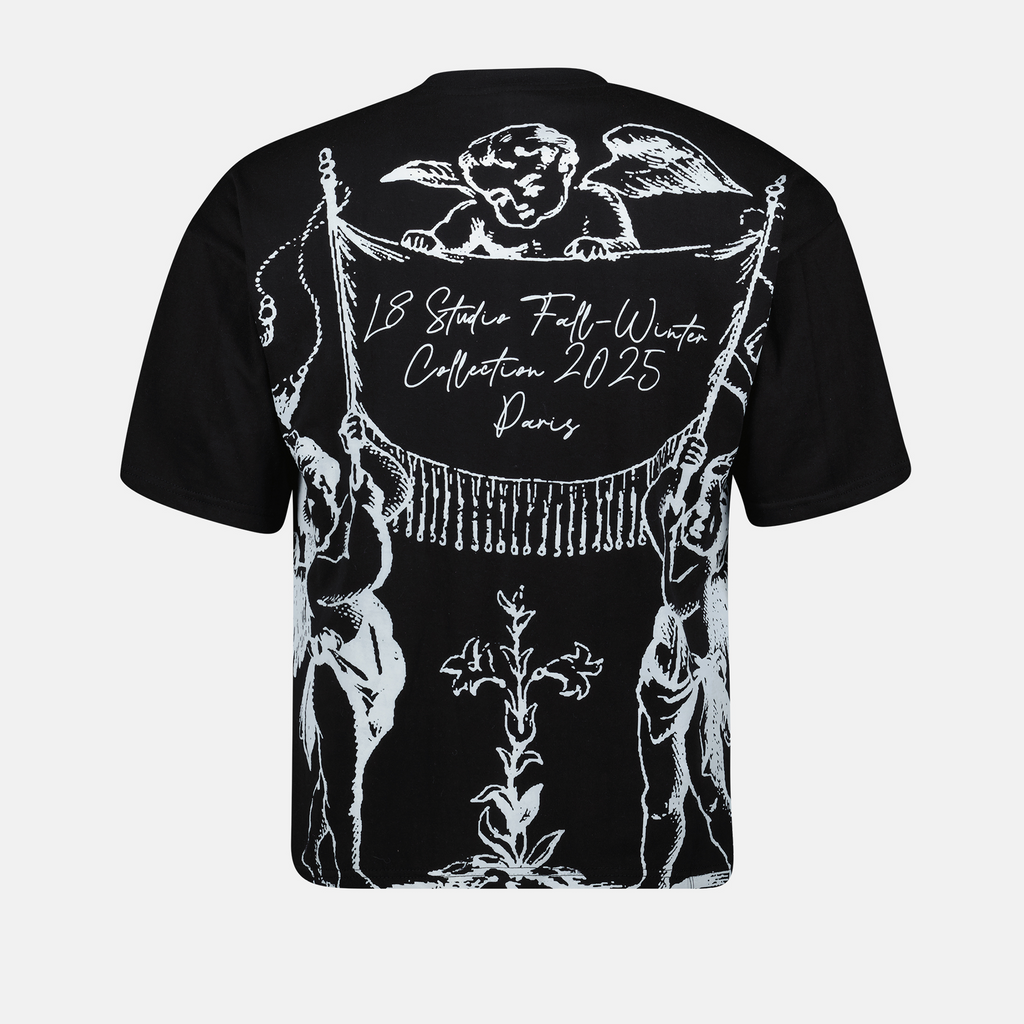 oversized t-shirt, black t-shirt, cupidon design, cotton tee, casual fashion