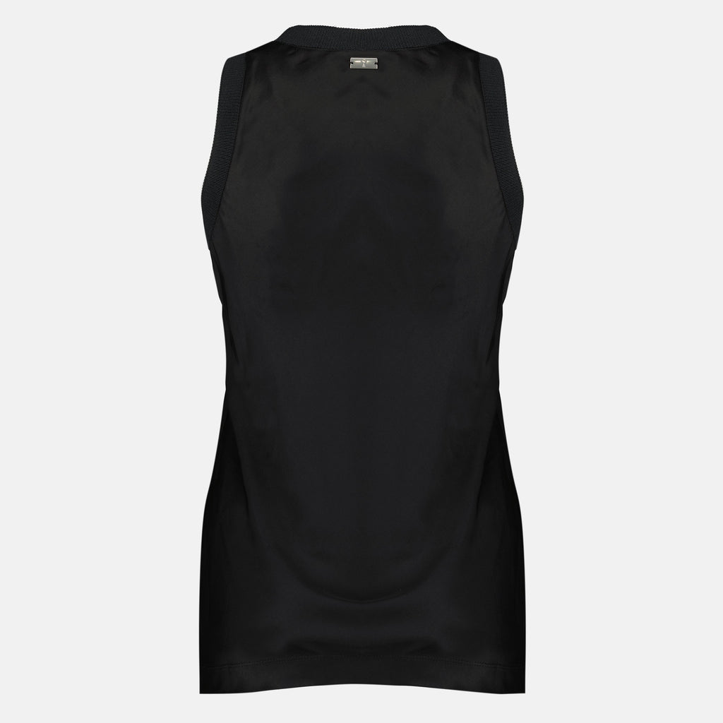 Top Sem Mangas Efeito Satinado Preto