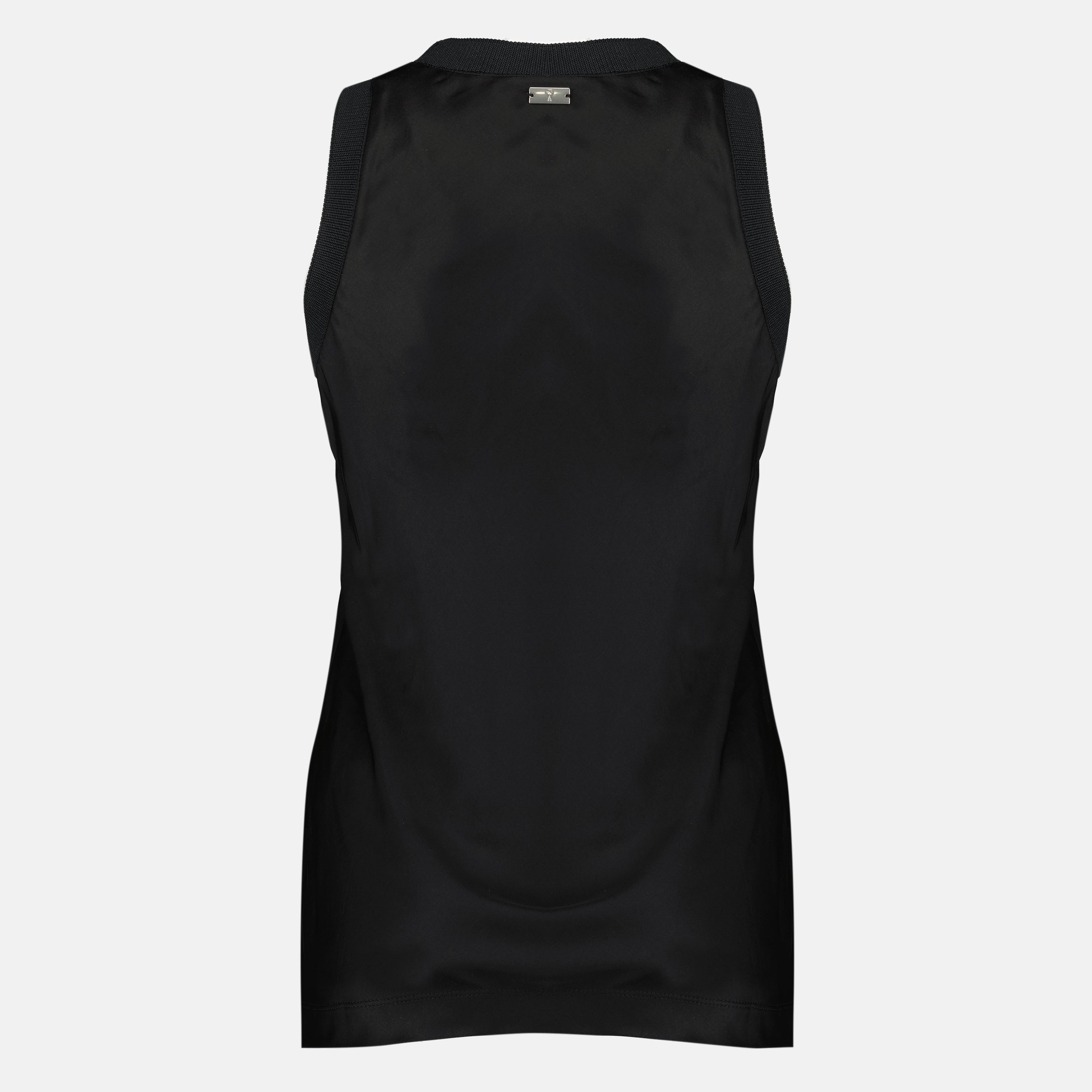 Top Sem Mangas Efeito Satinado Preto