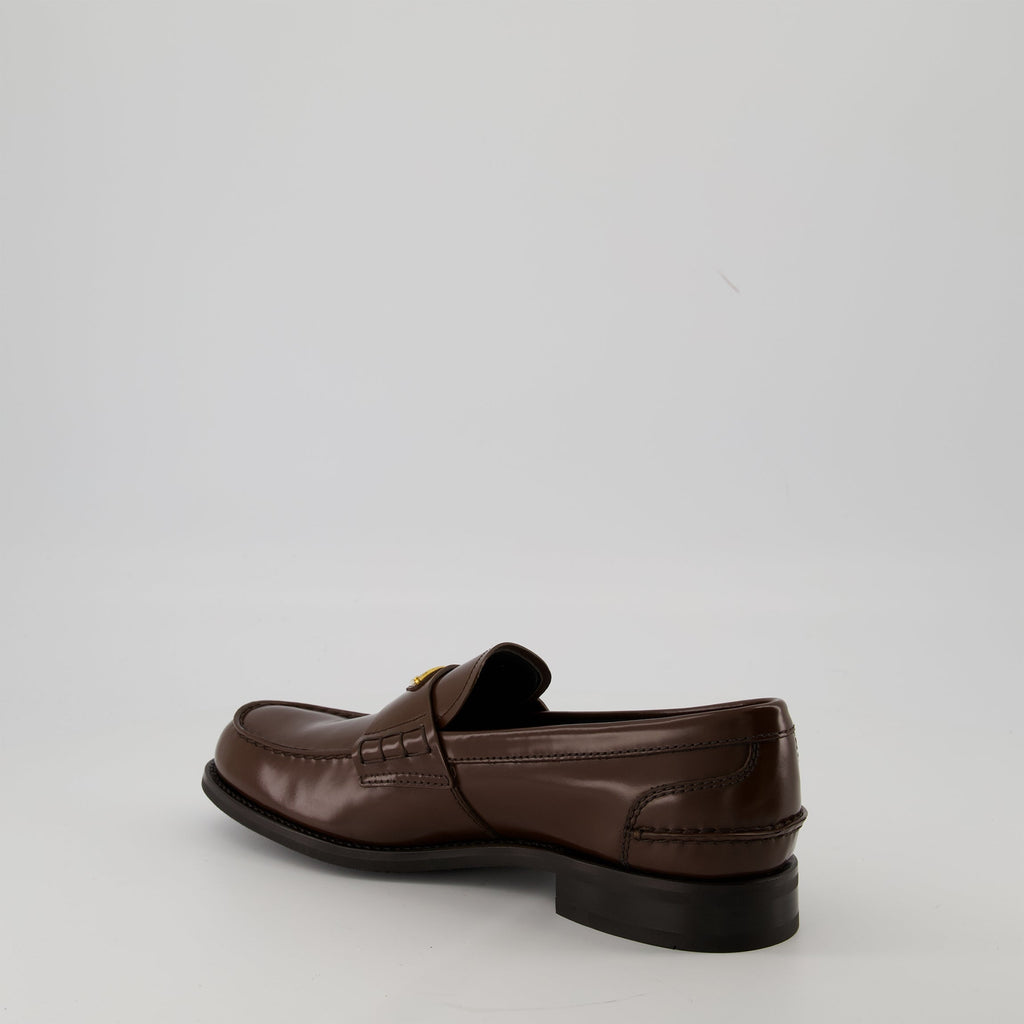Prada loafers, brown leather shoes, men's footwear, luxury loafers, brushed leather shoes