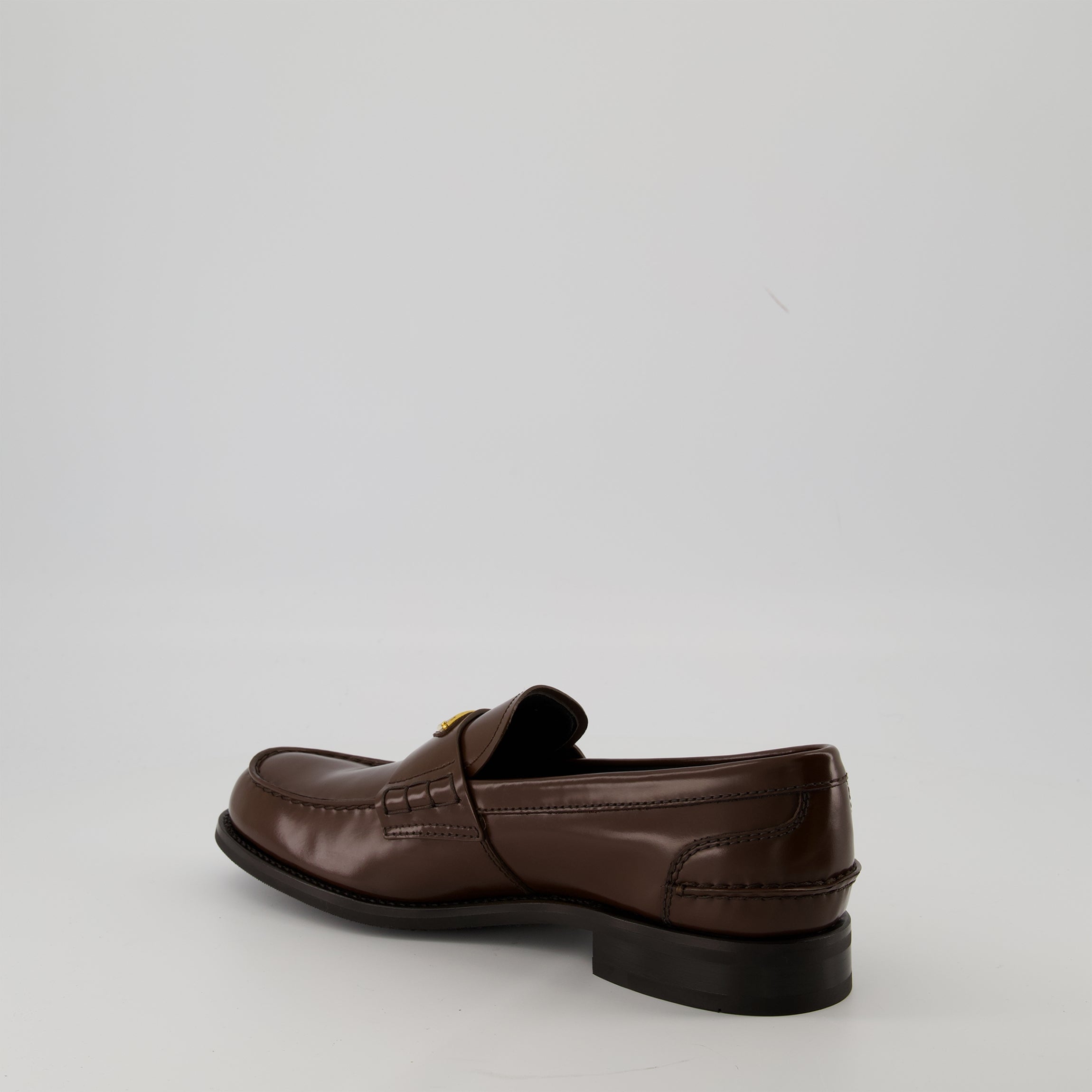 Prada loafers, brown leather shoes, men's footwear, luxury loafers, brushed leather shoes