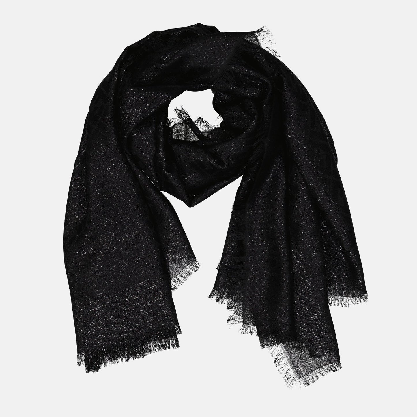 Fendi shawl, luxury accessories, women's designer shawl, black FF shawl, high-end fashion