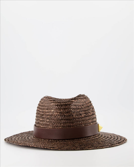 Valentino Garavani, One Stud Hat, Women's luxury hat, Brown designer hat, High-end fashion accessory