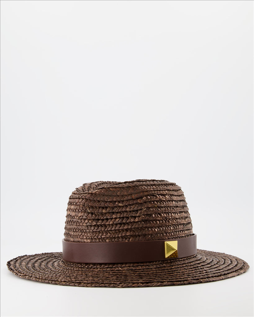 Valentino Garavani, One Stud Hat, Women's luxury hat, Brown designer hat, High-end fashion accessory