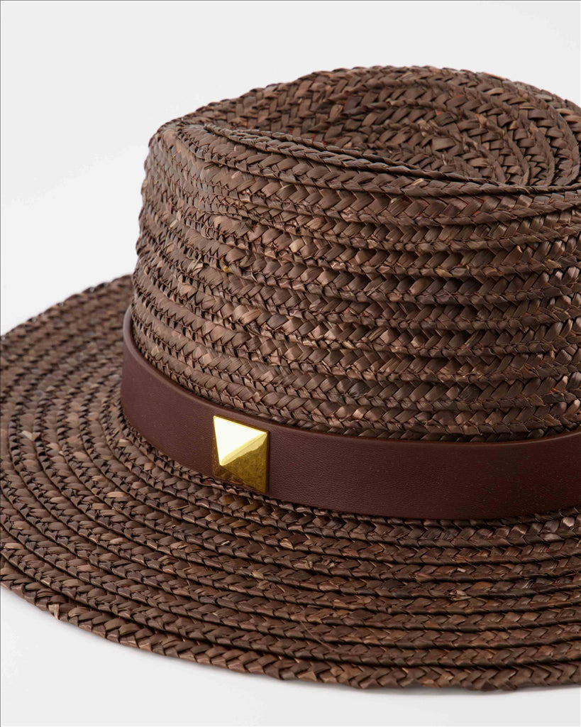 Valentino Garavani, One Stud Hat, Women's luxury hat, Brown designer hat, High-end fashion accessory