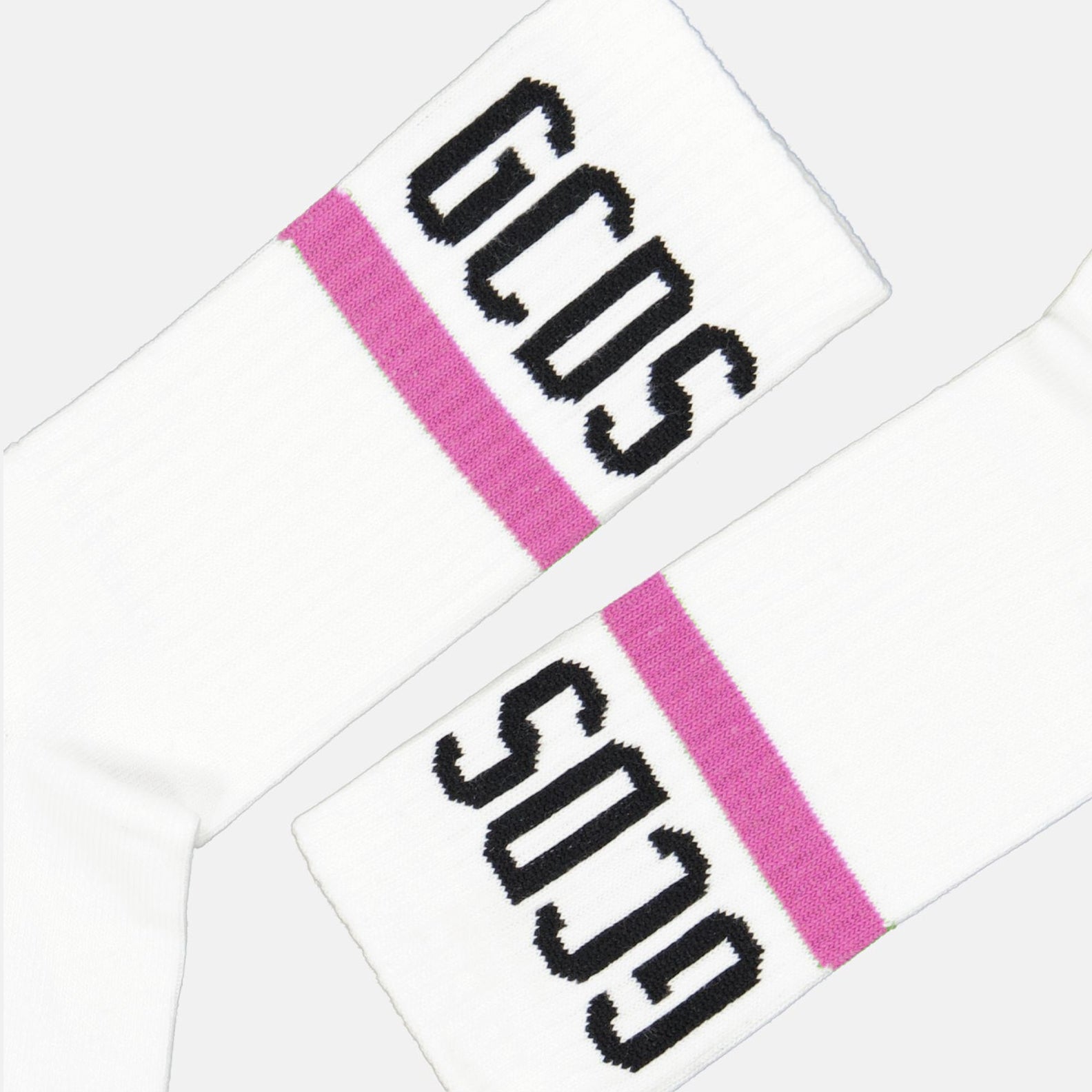 GCDS, women's logo socks, luxury socks, Blanc-Rose, cotton socks