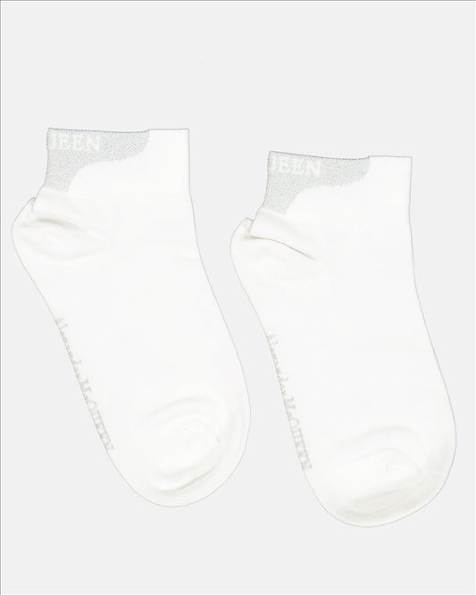 Alexander McQueen Socks, Women's Luxury Accessories, Logo Socks, Elegant Grey Socks, Quality Cotton Socks