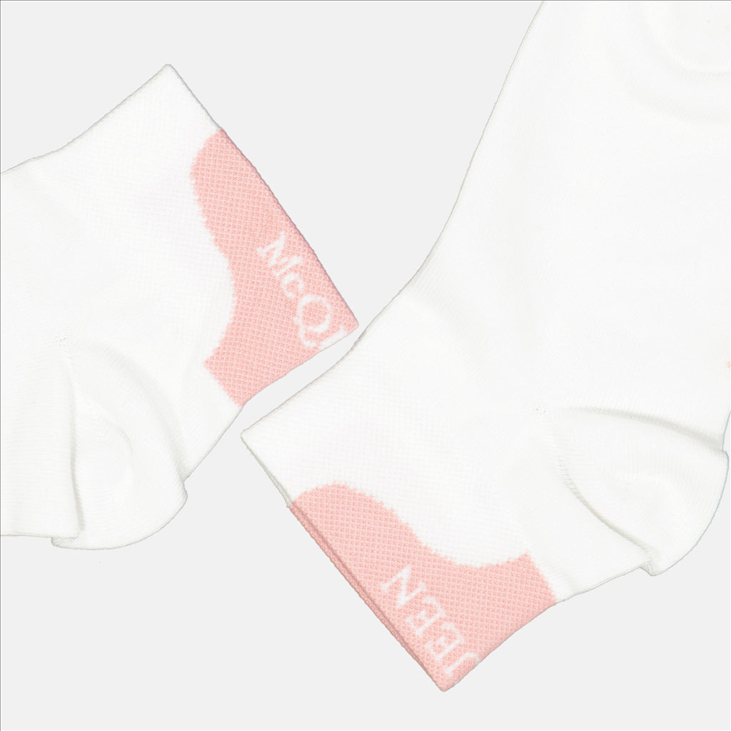 Women's socks, Alexander McQueen, logo socks, pink socks, cotton socks