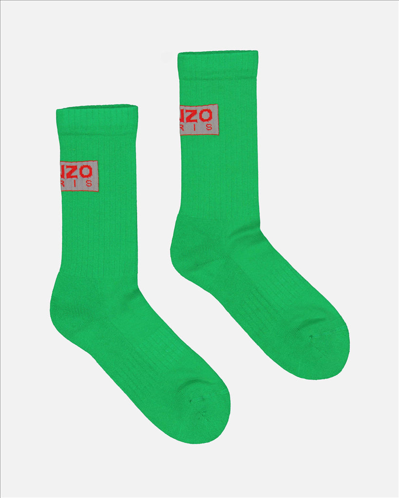 Kenzo, green socks, embroidered logo, luxury, men's fashion