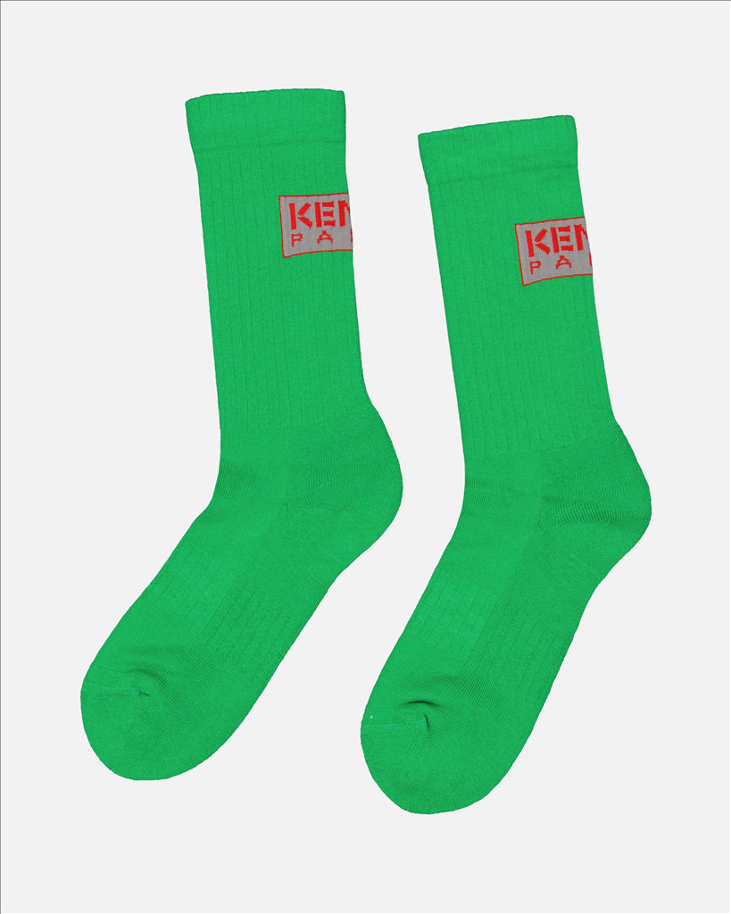 Kenzo, green socks, embroidered logo, luxury, men's fashion