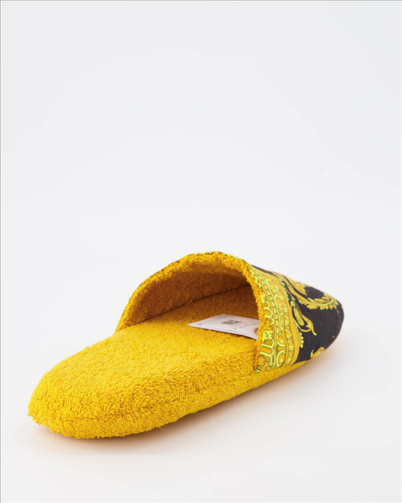 Versace slippers, Barocco motif, luxury footwear, unisex fashion, designer slippers