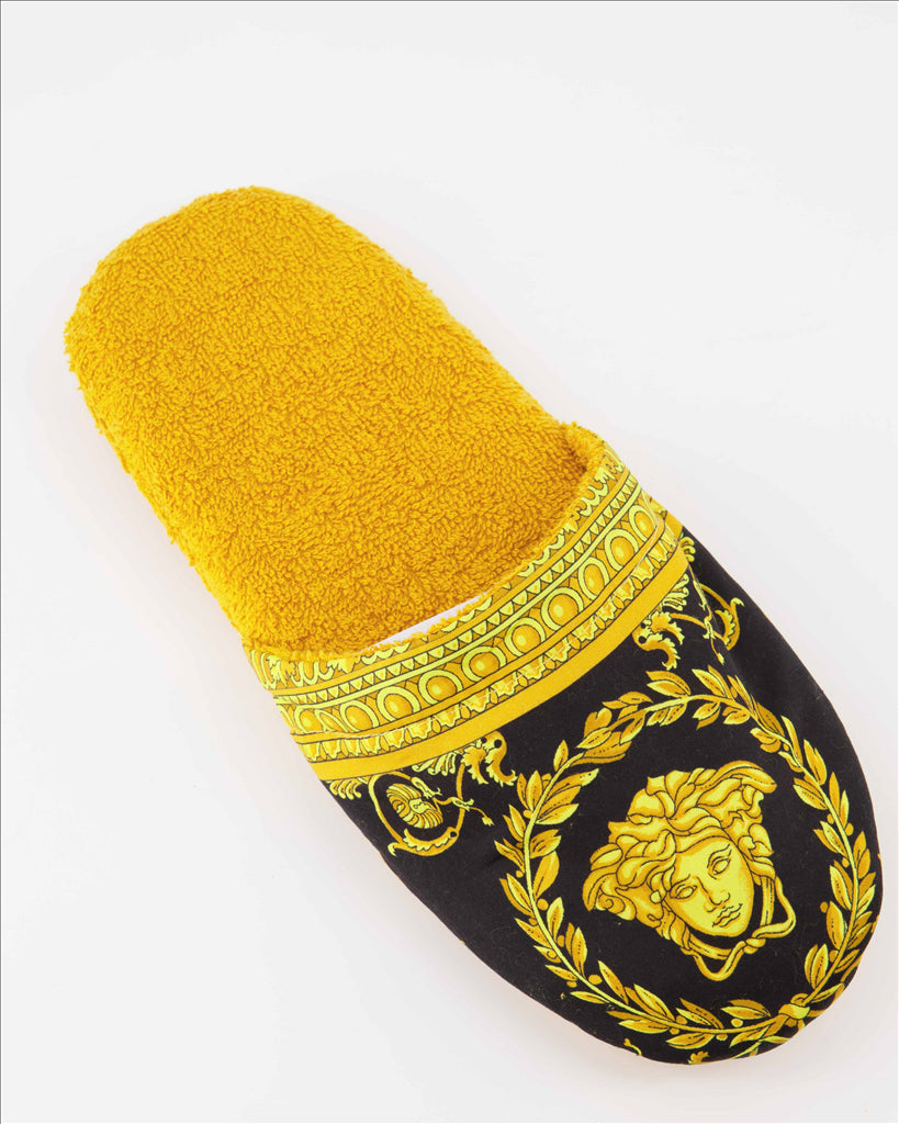 Versace slippers, Barocco motif, luxury footwear, unisex fashion, designer slippers