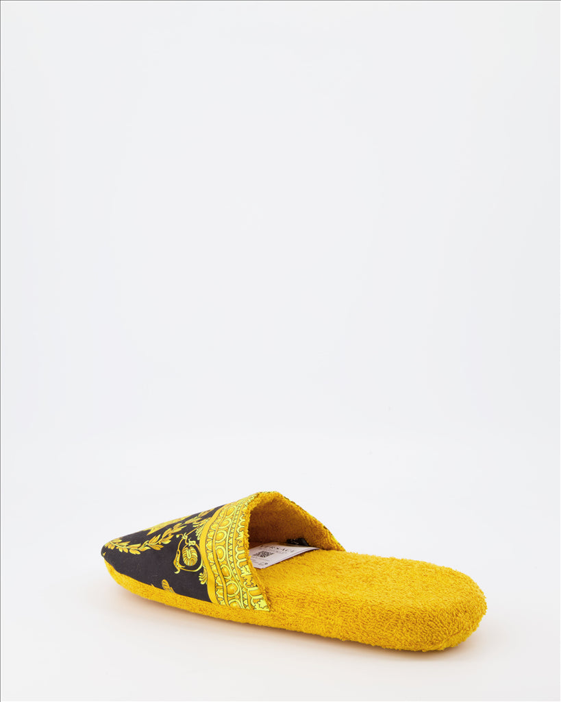 Versace slippers, Barocco motif, luxury footwear, unisex fashion, designer slippers