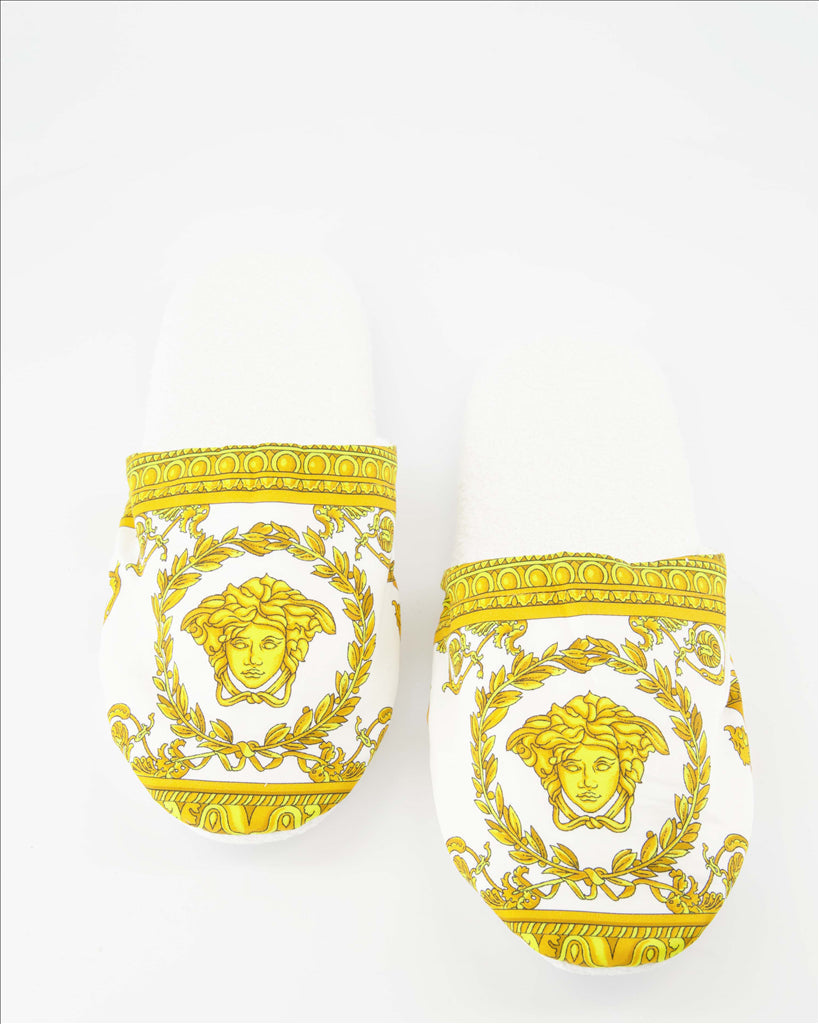Versace slippers, luxury footwear, Barocco print, unisex fashion, designer comfort