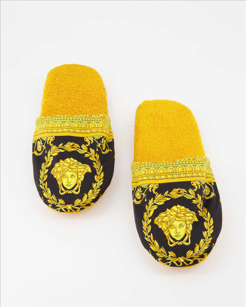 Versace slippers, Barocco motif, luxury footwear, unisex fashion, designer slippers