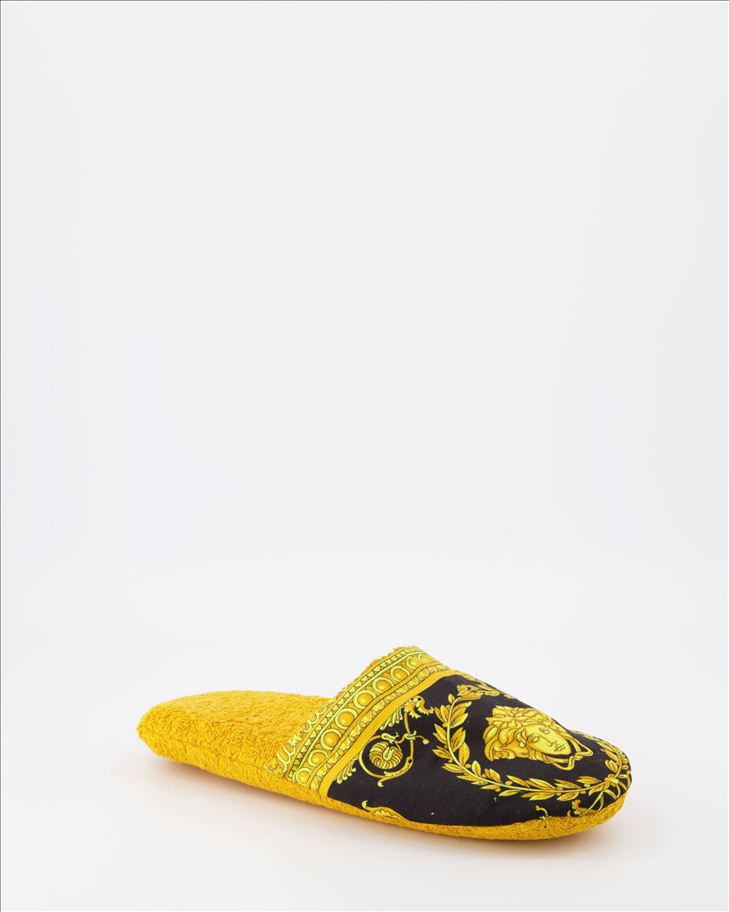 Versace slippers, Barocco motif, luxury footwear, unisex fashion, designer slippers