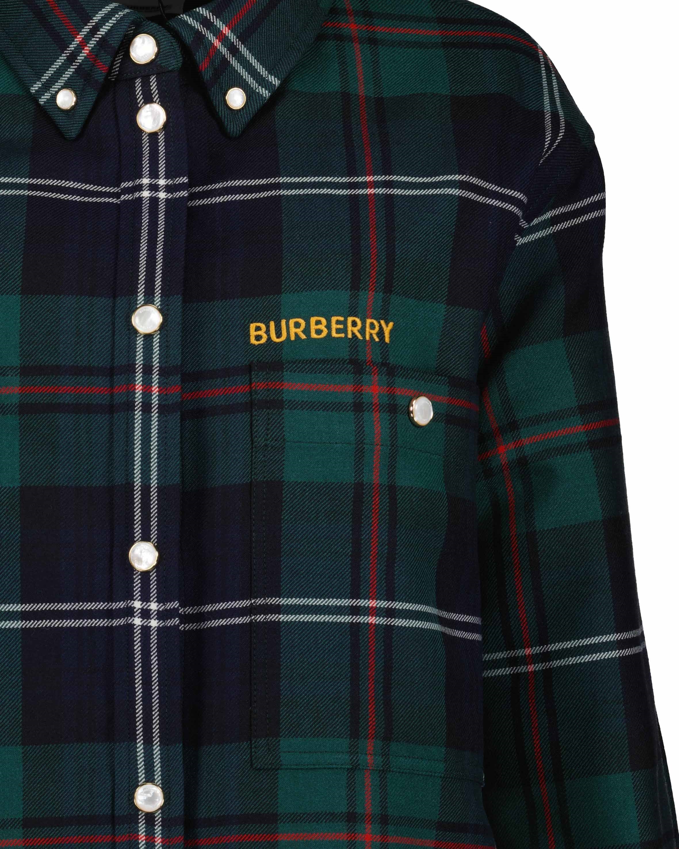 Burberry shirt, wool shirt, checkered shirt, women's shirt, chic shirt