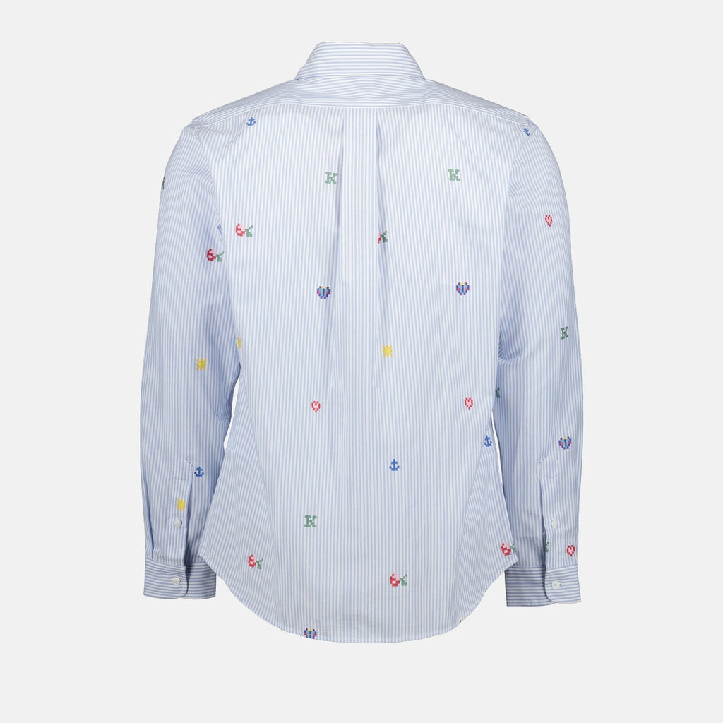 Kenzo, Pixel Blue Striped Shirt, Men's Luxury Shirt, High-end Fashion, Designer Apparel