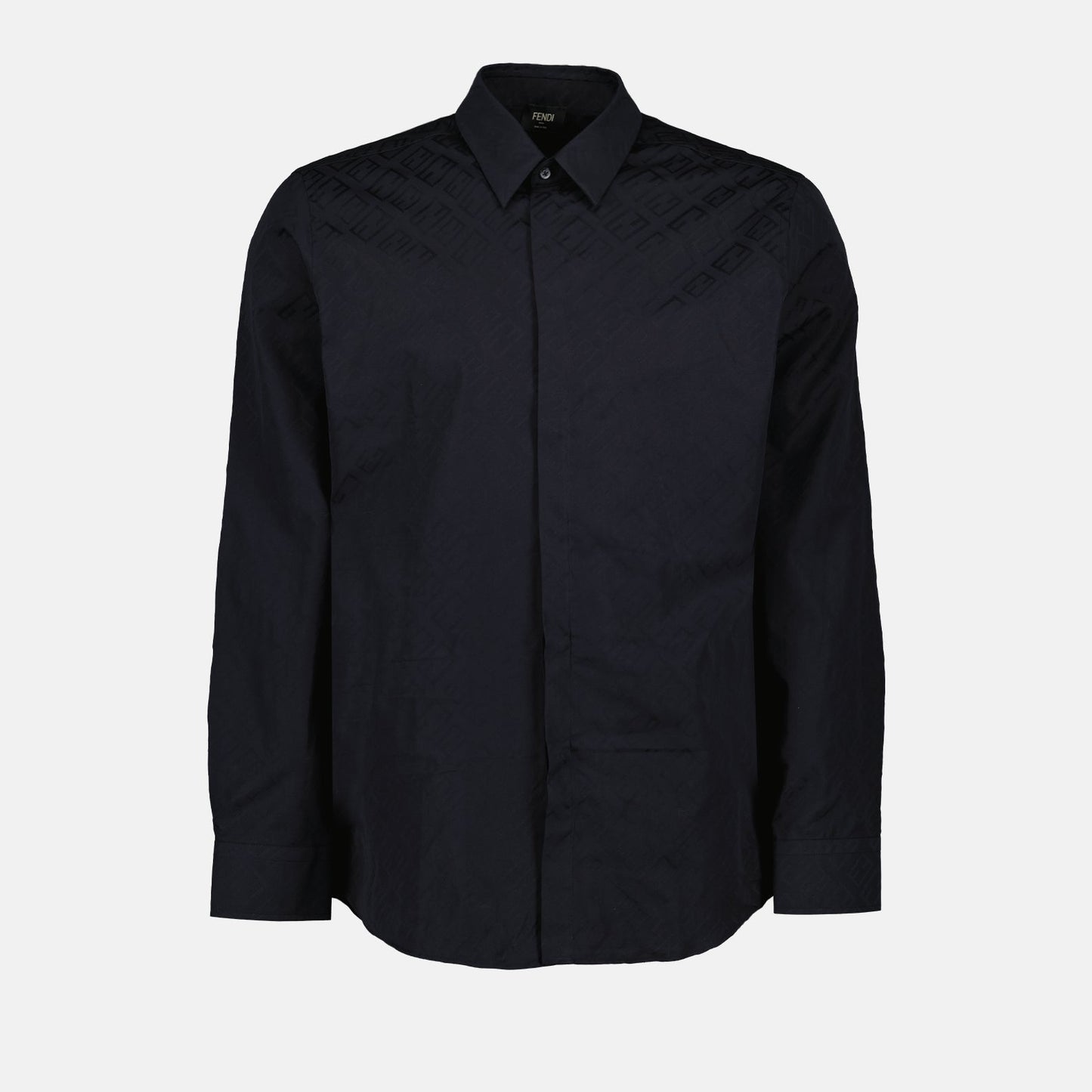 Fendi men's shirt, luxury men's fashion, black baguette shirt, designer cotton shirt, Fendi Pattern