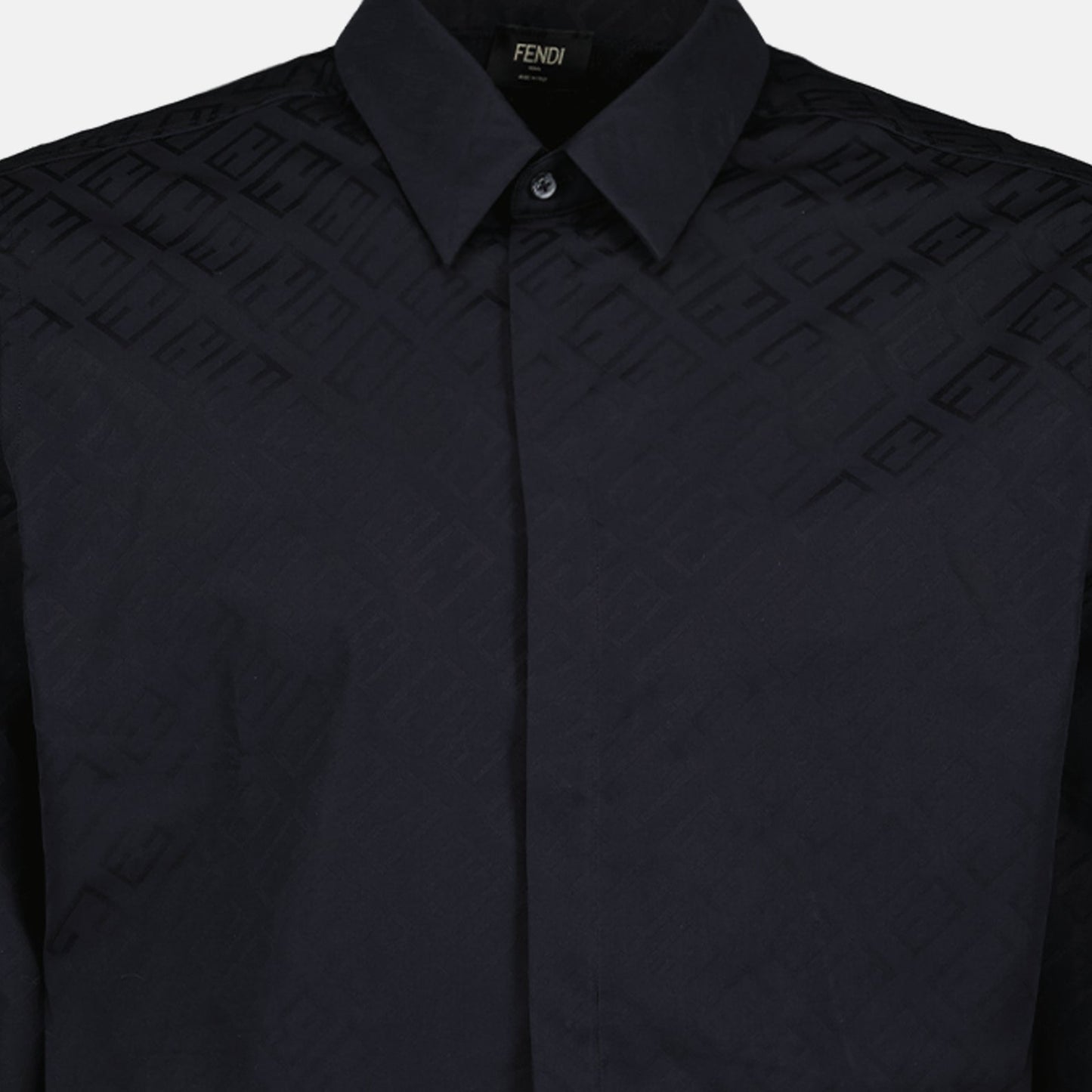 Fendi men's shirt, luxury men's fashion, black baguette shirt, designer cotton shirt, Fendi Pattern