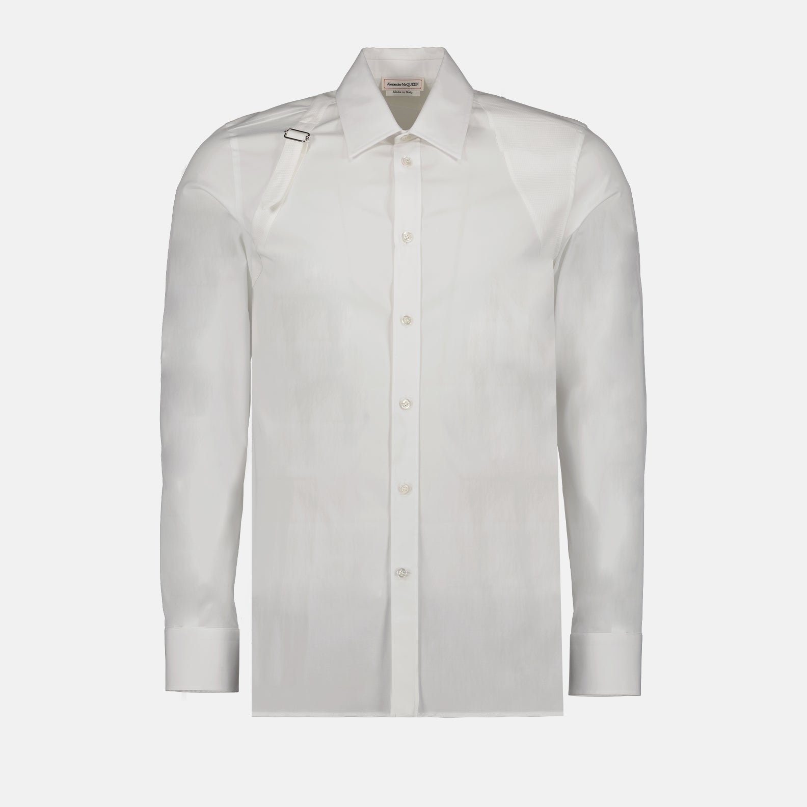 Alexander McQueen, Men's White Shirt, Luxury Men's Fashion, Strap Shirt, Designer Men's Clothing