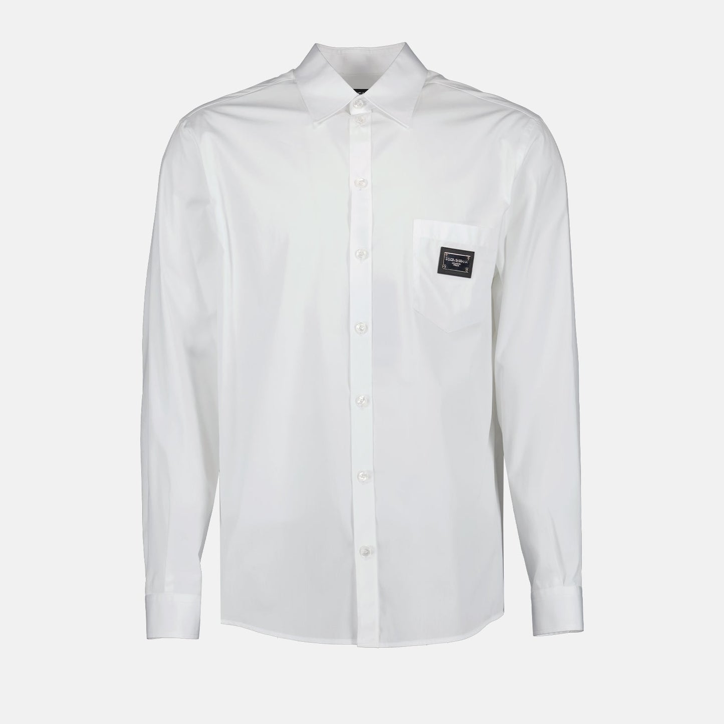 Dolce & Gabbana shirt, luxury men's shirt, white logo shirt, designer men's fashion, high-end men's clothing